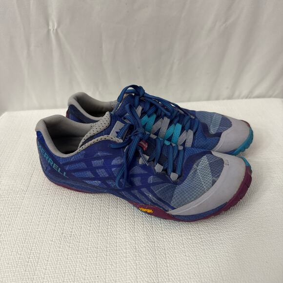 Merrell Trail Glove 4 Shoes Womens 6.5 Vibram Barefoot Running Minimalist Blue - Picture 1 of 8